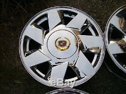 00-05 Cadillac Deville Dts Oem Set Of 4 Chrome 17 Fan Blade 7 Spoke Wheels Rims