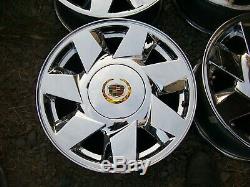 00-05 Cadillac Deville Dts Oem Set Of 4 Chrome 17 Fan Blade 7 Spoke Wheels Rims