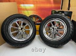 00-08 Harley Touring 16x3 Factory 9 Spoke Front & Rear Wheels Rim Mich Tires