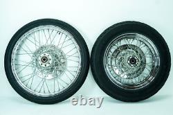 01 Harley Softail Standard OEM Front Rear Wheel Rim Tire Spoked MH90-21 54H 1338
