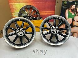 02-08 Harley Touring Gloss Black 9 Spoke Front & Rear Wheels 16x3 OEM