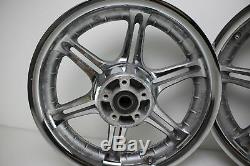 03 HARLEY ROAD KING FLHRI FLHR Front Rear Rim Wheel Chrome Mag 6 Spoke CVO