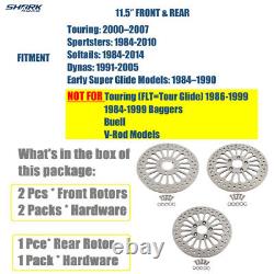 11.5Brake Rotors 2pc Front & 1pc Rear Super Spoke SS For Harley Touring Softail