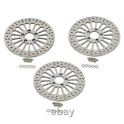 11.8 Brake Rotors 3pcs 2Front+1Rear Super Spoke Polished 2008-2013 For Harley
