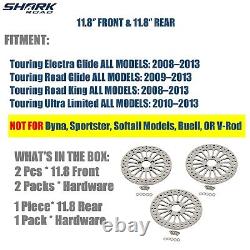 11.8 Brake Rotors 3pcs 2Front+1Rear Super Spoke Polished 2008-2013 For Harley