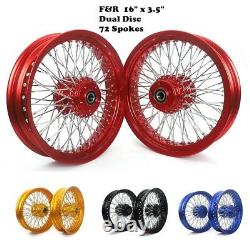 16 3.5 Front Rear Spoked Wheels Set for Harley Sportster Dyna Softail Touring