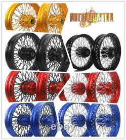 16 3.5 Front Rear Spoked Wheels Set for Harley Sportster Dyna Softail Touring