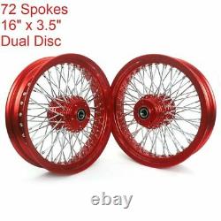 16 Alu Front Rear Wheels Dual Disc 72 Spokes for Harley Softail Heritage FLSTC