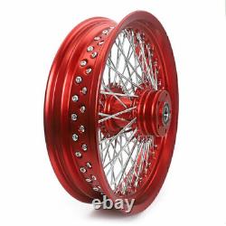 16 Spoked Wheels Rims Dual Disc 72 Spokes for Harley Dyna Softail Heritage FLSTC