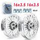 16 X 3.5 Chrome Fat Spoke Front Rear Wheels Rim Set For Harley Touring Softail