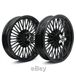 16 x 3.5 Fat Spoke Front Rear Wheel Rim Set for Harley Dyna TOURING Gloss Black