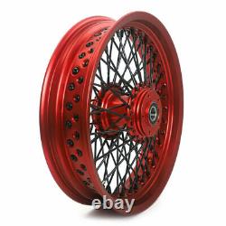 16x3.5 72 Spokes Red Front Rear Wheels Dual Disc for Harley Softail FLSTC Dyna