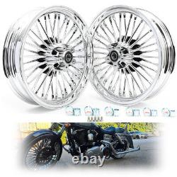 16x3.5 Chrome Fat Spoke Front Rear Cast Wheels for Harley Touring Softail Dyna