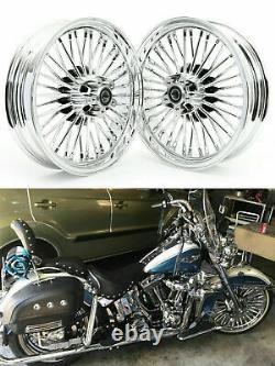16x3.5 Chrome Fat Spoke Front Rear Cast Wheels for Harley Touring Softail Dyna