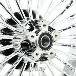 16x3.5 Chrome Fat Spoke Front Rear Cast Wheels for Harley Touring Softail Dyna
