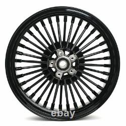 16x3.5 Gloss Black Fat Spoke Wheels Set for Harley Softail Fatboy Deluxe 08-17