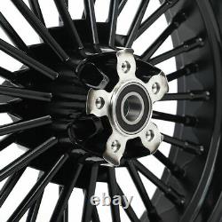 16x3.5 Gloss Black Fat Spoke Wheels Set for Harley Softail Fatboy Deluxe 08-17