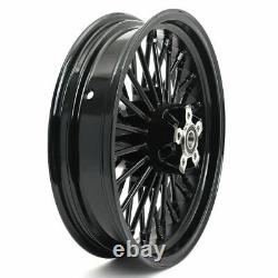 16x3.5 Gloss Black Fat Spoke Wheels Set for Harley Softail Fatboy Deluxe 08-17