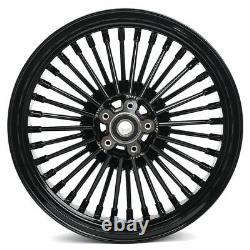 16x3.5 Gloss Black Fat Spoke Wheels Set for Harley Softail Fatboy Deluxe 08-17