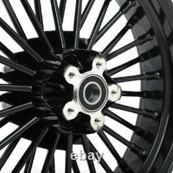 16x3.5 Gloss Black Fat Spoke Wheels Set for Harley Softail Fatboy Deluxe 08-17