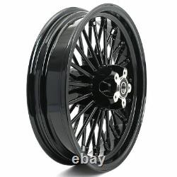 16x3.5 Gloss Black Fat Spoke Wheels Set for Harley Softail Fatboy Deluxe 08-17