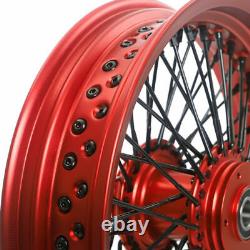 16x3.5 Red Front Rear Wheels Dual Disc 72 Spokes for Harley Dyna Street Bob