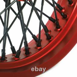 16x3.5 Red Front Rear Wheels Dual Disc 72 Spokes for Harley Dyna Street Bob