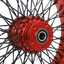 16x3.5 Red Front Rear Wheels Dual Disc 72 Spokes for Harley Dyna Street Bob