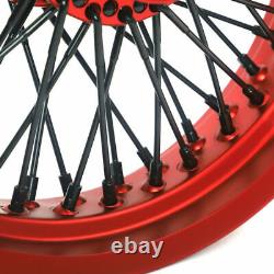 16x3.5 Red Spoked Red Dual Disc Front Rear Wheels for Dyna Street Bob Softail