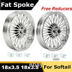 18X3.5 Fat Spoke Wheels Rims Set for Harley Softail Heritage Deluxe Custom FXST