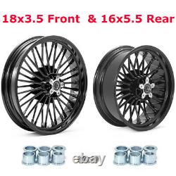 18x3.5 16x5.5 Fat Spoke Wheels Rims Set for Harley Softail Fatboy Deuce Springer