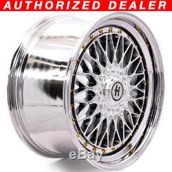18x9 Hayame Performance Wheel Rims Platinum Chrome with Gold Accents