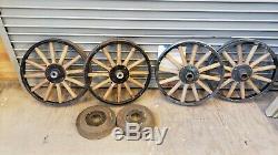 1920s ANTIQUE FORD MODEL T 21 REAR AND FRONT WOOD SPOKE & RIM WHEELS