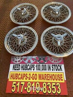 1966-1999 Chevrolet 14 Rwd set 4 Spoked 3bar Spinners Hubcaps Gm Fit Nice