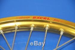 1998 97-99 CR250R Front Rear Wheel Hub Excel Spokes Rims Takasago 21/19 Gold