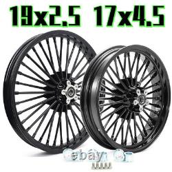 19x2.5 17x4.5 Fat Spoke Wheels for Harley Dyna Street Bob Softail Fatboy 08-17