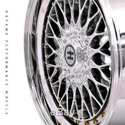 19x8.5 Hayame Performance Wheel Rims Platinum Chrome with Gold Accents