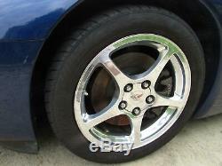 2000-2004 C5 Corvette Front & Rear Chrome Wheels OEM 5 Spoke High Polished QF5