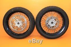 2008 05-19 DRZ400SM SUPERMOTO Front Rear Wheel Set Hub Rim Spokes Rotor 17