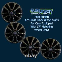 2017-2018 Ford Fusion # 767-GB 17 10 Spoke Gloss Black Wheel Skins NEW SET/4