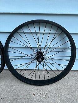 20 Bicycle Wheels Set Spoke Black Front Rear BMX Bike 3/8 Axles New Rims Mags