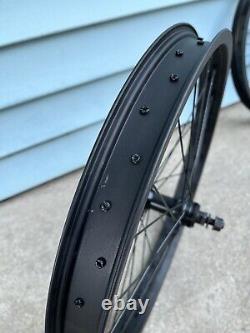 20 Bicycle Wheels Set Spoke Black Front Rear BMX Bike 3/8 Axles New Rims Mags