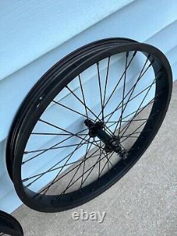 20 Bicycle Wheels Set Spoke Black Front Rear BMX Bike 3/8 Axles New Rims Mags