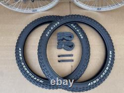 20 Bike Wheels Motocross Tires Set 9T Driver 48-Spoke Double Wall SILVER Alloy