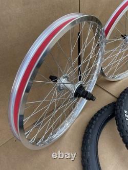 20 Bike Wheels Motocross Tires Set 9T Driver 48-Spoke Double Wall SILVER Alloy
