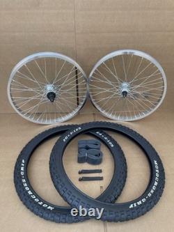 20 Bike Wheels Motocross Tires Set 9T Driver 48-Spoke Double Wall SILVER Alloy