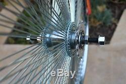 20 Fan 144 Spoke Front & Rear Lowrider Bicycle Wheelset Cruiser Chopper Chrome
