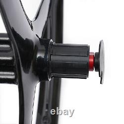 20 Fixed Gear Bike Front Rear Black Wheels 3-Spoke 7/8/9 Speed Disk/Band Brake