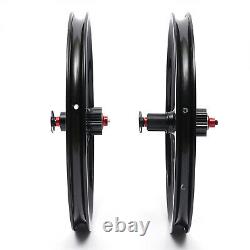 20 Inch 3-Spoke Bike Wheels Tire Rims Set Bicycle Front Rear Black/White Wheel