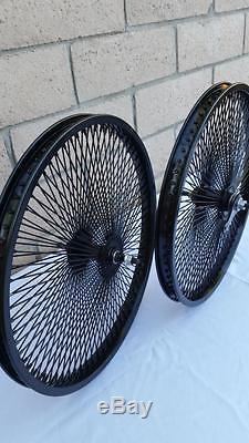 20 Lowrider Bicycle Dayton BLACK Wheels 140 Spokes Front & Rear Set 20x2.125
